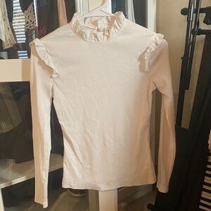 Elegant White Ruffled Women's Top